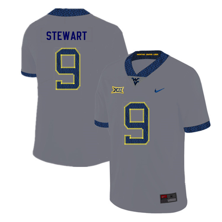 NCAA Men's Jovanni Stewart West Virginia Mountaineers Gray #9 Nike Stitched Football College 2019 Authentic Jersey XK23Y27YB